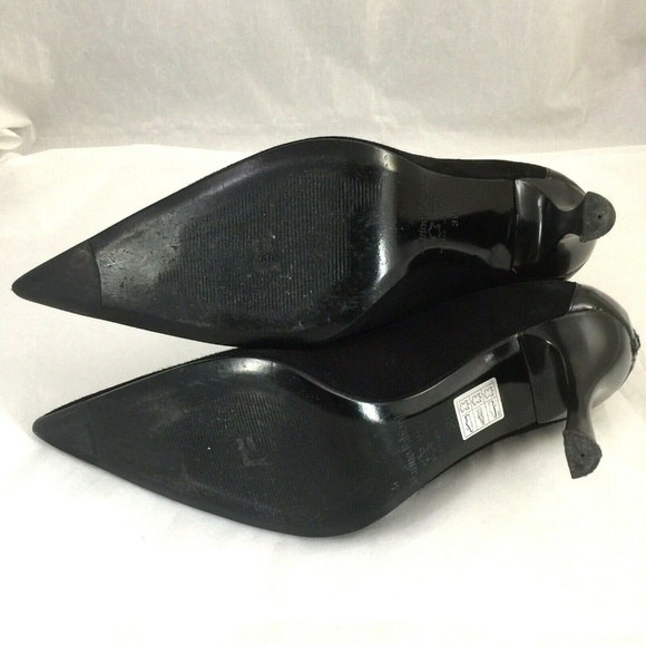 Marino Fabiani Black Pump Pointed Toe 39 9 Jeweled - Picture 8 of 8